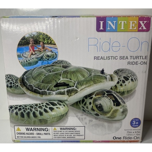 Intex Realistic Sea Turtle Inflatable Ride-On Float with Handles | (Open Box) - Picture 4 of 9